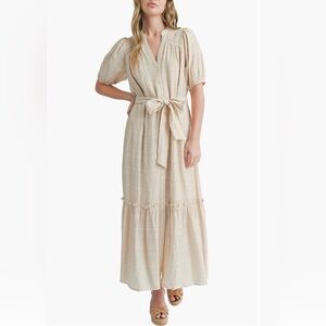 NWT Mila Mae Textured Maxi Dress in Neutral Taupe